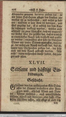 XLVII. Seltsame und häfftige Einbildungen. Geschicht