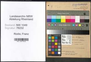 Entnazifizierung Franz Rodis , geb. 03.12.1902 (Chemiker)