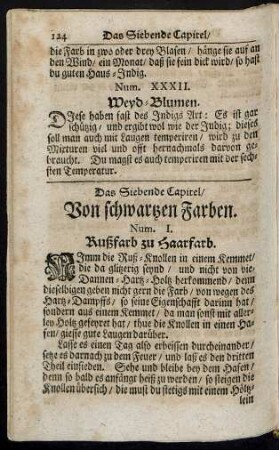 Das Siebende Capitel, Von schwartzen Farben.
