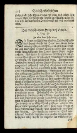 Das abgeschlagene Haupt deß Sauls. 1. Reg. 31.