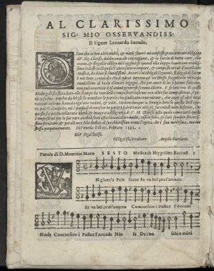 Dedikation an Leonardo Sanudo von Angelo Gardano, Venedig 20. Februar 1592