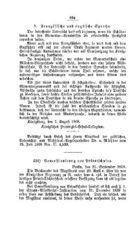 Concessionirung von Privatschulen : [IV. Elementarschulwesen]