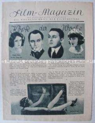 Fragment der Fachzeitschrift "Film-Magazin" mit Schauspielerporträts und Szenenfotos aus diversen Filmen