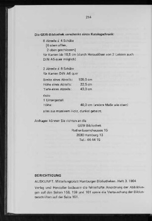 Die GEW-Bibliothek verschenkt einen Katalogschrank