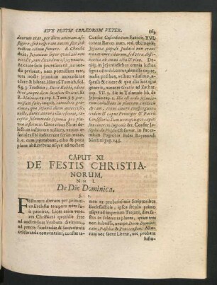 Caput XI. De Festis Christianorum.