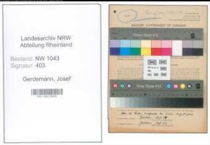 Entnazifizierung Josef Gerdemann , geb. 24.02.1912 (Tierarzt)