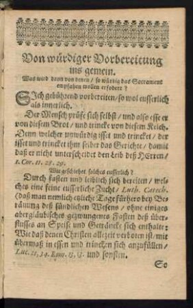Von würdiger Vorbereitung ins gemein.