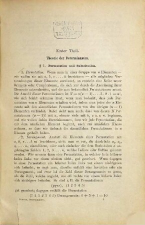 Dr. Paul Gordan's Vorlesungen über Invariantentheorie, 1. Determinanten