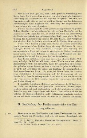 II. Ermittelung der Bestimmungsstücke des Erdmagnetismus.