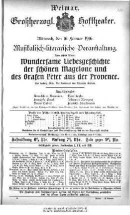 Wundersame Liebesgeschichte der schönen Magelone und des Grafen Peter aus der Provence