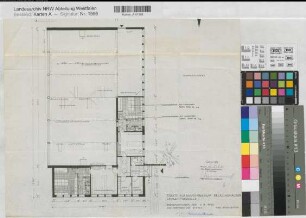 Recklinghausen (Recklinghausen) Staatliches Aufbaugymnasium Turnhalle Grundriß 1960 1 : 100 36,5 x 44 Pause Staatshochbauamt Recklinghausen Regierung Münster Nr. 34118