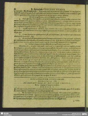 Exercitatio III. De Definitione Et Divisione Virtutis. Resp. Johanne Wormscro, Giesseni