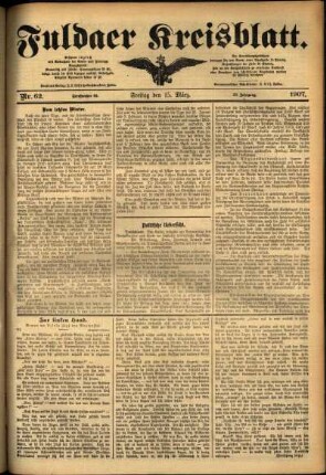 Ausgabe vom Freitag, den 15. März 1907.