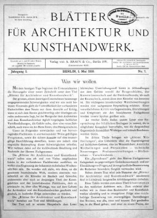 No. 1, 1. Mai 1888