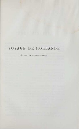 Voyage de Hollande