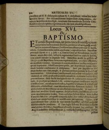 Locus XVI. De Baptismo