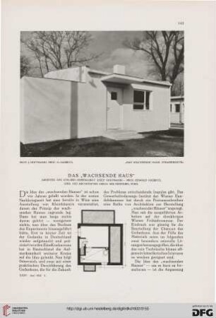 Das "wachsende" Haus: Arbeiten des Ateliers Oberbaurat Josef Hoffmann - Prof. Oswald Haerdtl und des Architekten Erich Boltenstern, Wien