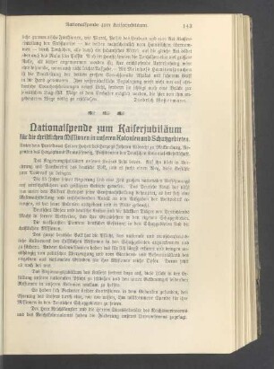 Nationalspende zum Kaiserjubiläum für die christlichen Missionen in unseren Kolonien und Schutzgebieten