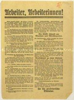 Aufruf der KPD zur Reichstagswahl am 7. Dezember 1924 und zum Beitritt