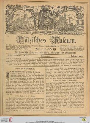 12: Pfälzisches Museum: Monatsschrift d. Historischen Vereins der Pfalz und des Vereins Historisches Museum der Pfalz