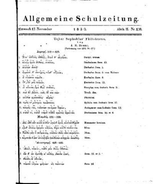 Ueber Sophokles' Philoktetes : (Fortsetzung von 1829. Nr. 07) ; (Beschluss folgt)
