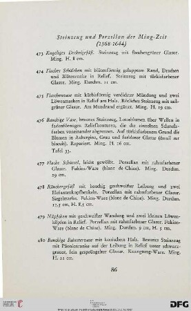 Steinzeug und Porzellan der Ming-Zeit (1368-1644) (Nr. 473-519)