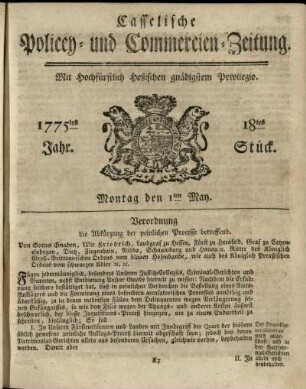 18tes Stueck, Montag den 1ten May 1775