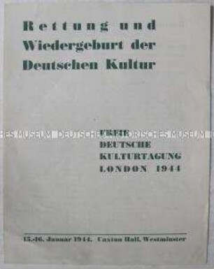 Programm der Freien Deutschen Kulturtagung 1941 in London