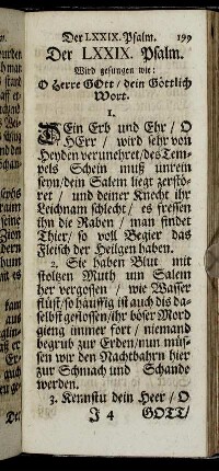 Der LXXIX. Psalm. Wird gesungen wie: O Herre Gott / dein Göttlich Wort. - Der XCIII. Psalm. Wird gesungen wie: Kommt her zu mir / spricht Gottes Sohn.