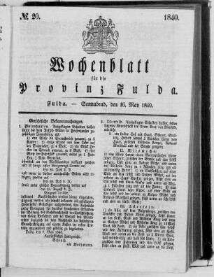 Nr. 20, Ausgabe vom 16. Mai 1840