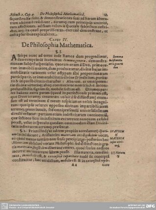 Caput IV. De Philosophia Mathematica.