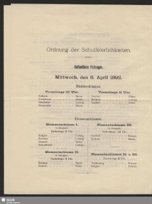 Ordnung der Schulfeierlichkeiten