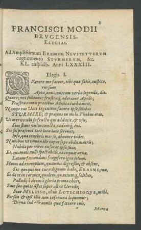 Francisci Modii Brugensis. Elegiae.