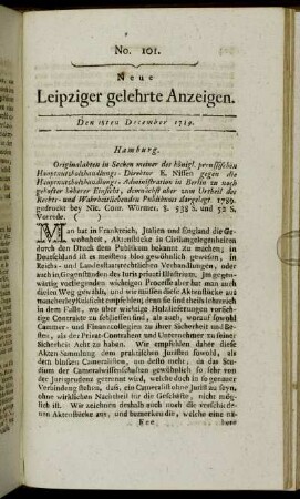 No. 101. Den 18ten December 1789.