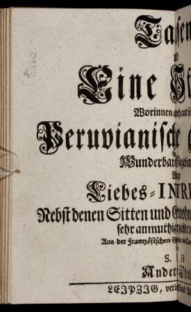 Anderer Theil: Tausend und Eine Stunde. Anderer Theil