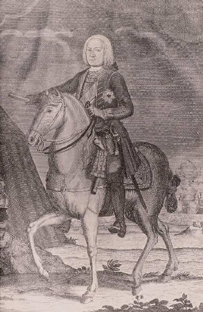 Zedler'schers Universal-Lexikon, Bd. 35: Graf von Schmettau zu Pferde : Samuel Graf von Schmettau zu Pferd, Stich, 1743