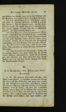 III. Die Geschichte der Pflanzen oder Botanik.