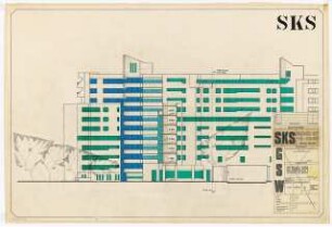 Sanierungsgebiet Kreuzberg Süd SKS, Wohnungsbau, Admiralstraße, Berlin-Kreuzberg: Ansicht von Norden 1:100