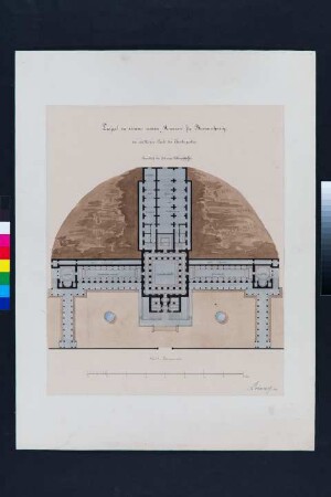 Vorzeichnung für den Wettbewerb bezüglich des Neubaus des Herzoglichen Museums in Braunschweig (Erd- und Kellergeschoss)