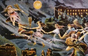 Thale - Historische Darstellung der Walpurgisnacht : Historische Darstellung der Walpurgisnacht auf dem Hexentanzplatz. Aufgenommen in Thale am Harz, ca. 2000