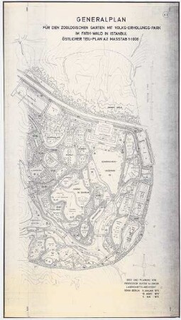 Zoologischer Garten mit Volkserholungspark am Fatihwald, Istanbul: Lageplan: Östlicher Teilplan 1:1000