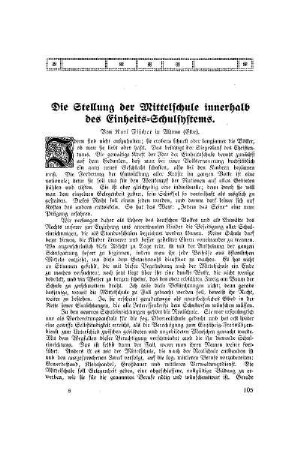Die Stellung der Mittelschule innerhalb des Einheits-Schulsystems