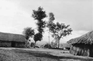 Dorf : Dorflandschaft mit Hütten und Bäumen