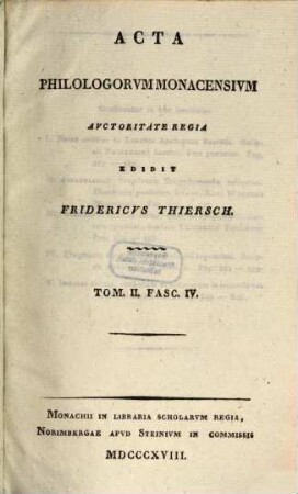 Acta philologorum monacensium. 2,4, 2,4. 1818