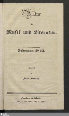 3.1842: Blätter für Musik und Literatur
