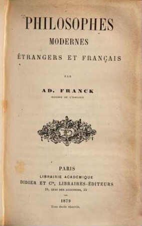 Philosophes modernes : étrangers et français