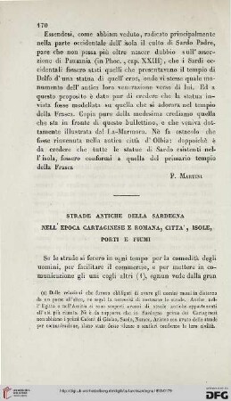 Strade antiche della Sardegna nell'epoca cartaginese e romana, città, isole, porti e fiumi, [1]