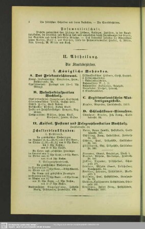 II. Abtheilung. Die Staatsbehörden