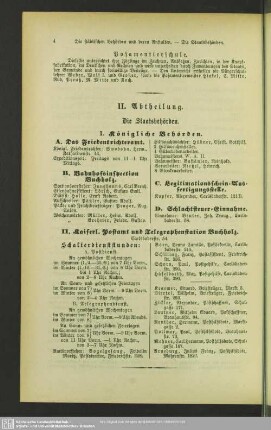 II. Abtheilung. Die Staatsbehörden