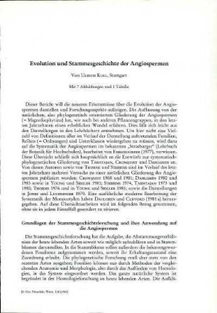 Evolution und Stammesgeschichte der Angiospermen